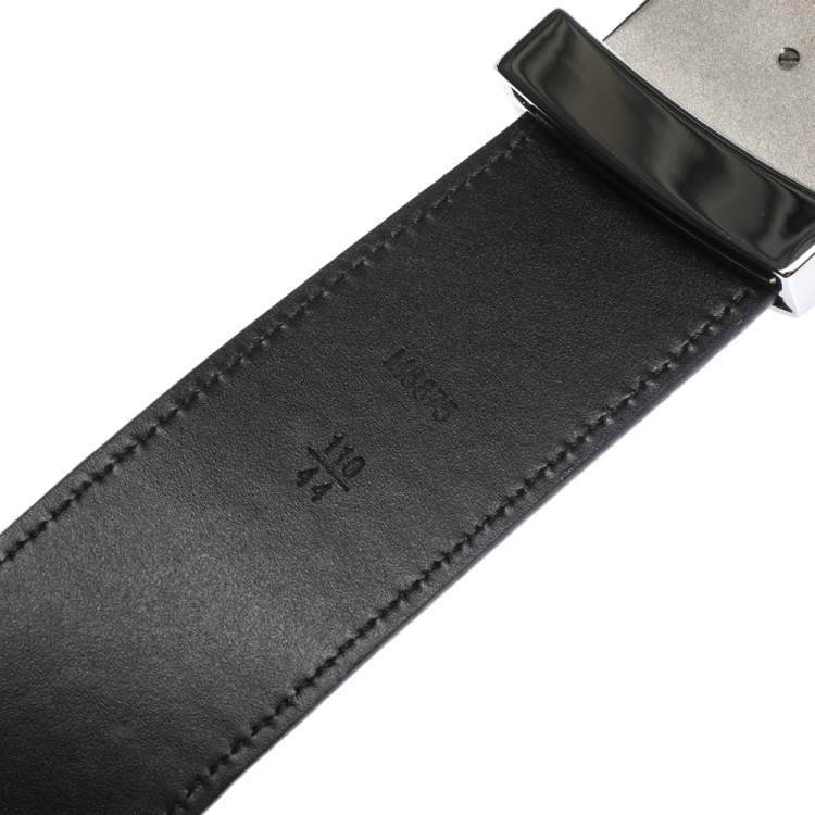 Pre Owned Louis Vuitton Dark Blue Suede Damier LV Initials Belt 110CM