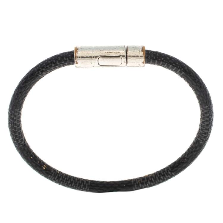 Pre Owned Louis Vuitton Keep It Damier Graphite Canvas Silver Tone Bracelet