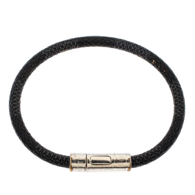 Pre Owned Louis Vuitton Keep It Damier Graphite Canvas Silver Tone Bracelet