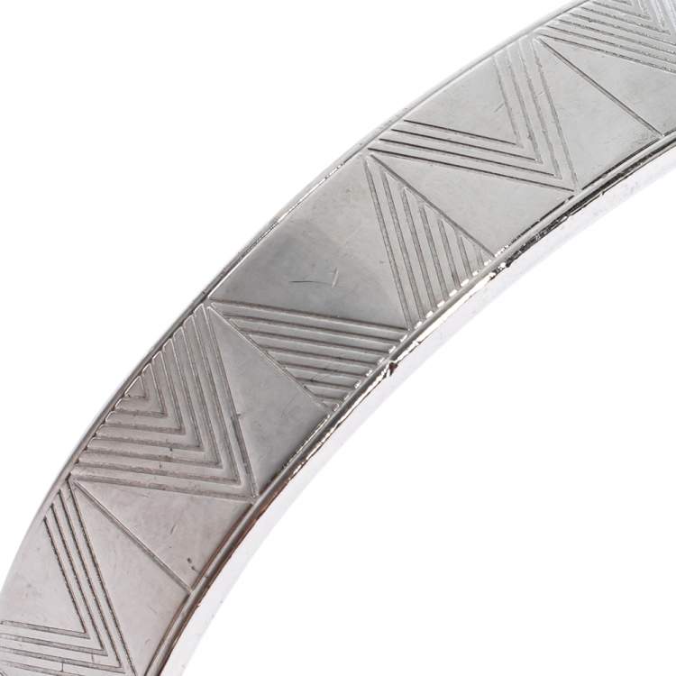 Pre Owned Louis Vuitton Silver Tone Shadow V Open Cuff Bracelet