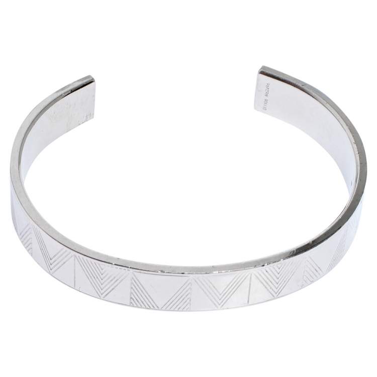 Pre Owned Louis Vuitton Silver Tone Shadow V Open Cuff Bracelet