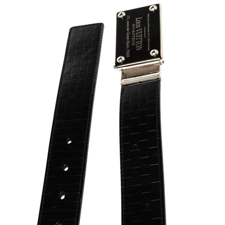 مملوكة مسبقًا Louis Vuitton Black Damier Embossed Leather Inventeur Belt 95CM