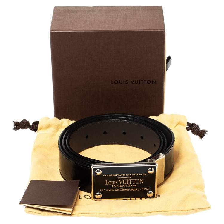 مملوكة مسبقًا Louis Vuitton Black Damier Embossed Leather Inventeur Belt 95CM
