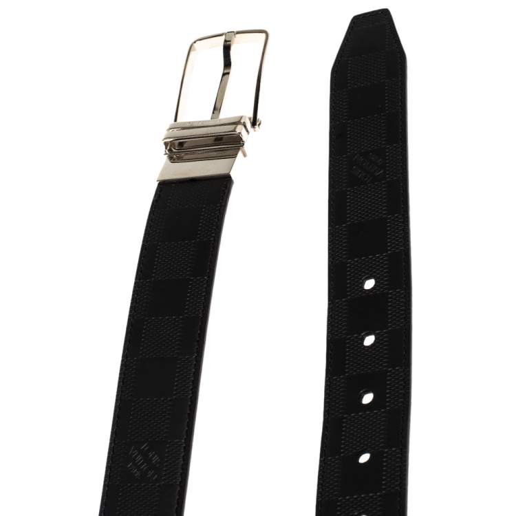 Pre Owned Louis Vuitton Black Damier Inifini Leather Boston Reversible Belt 95CM