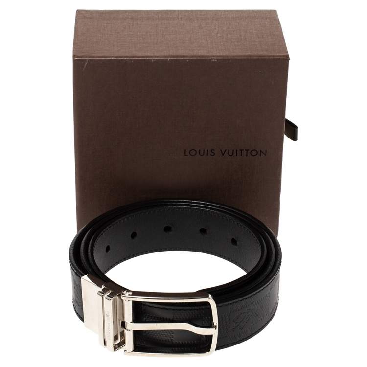 Pre Owned Louis Vuitton Black Damier Inifini Leather Boston Reversible Belt 95CM