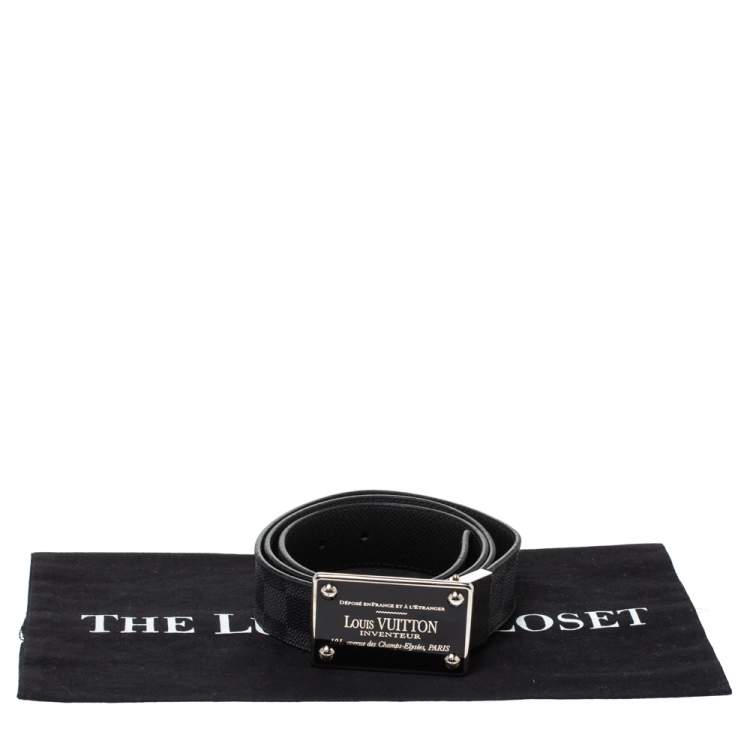 Pre Owned Louis Vuitton Damier Graphite Canvas Reversible Inventeur Belt 95CM