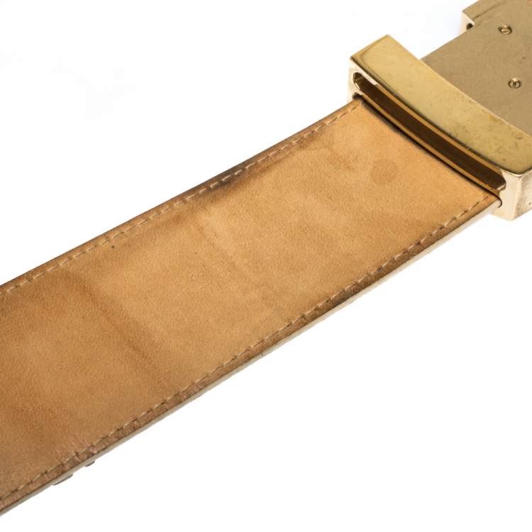 Pre Owned Louis Vuitton Damier Azur Canvas LV Initiales Belt 85CM