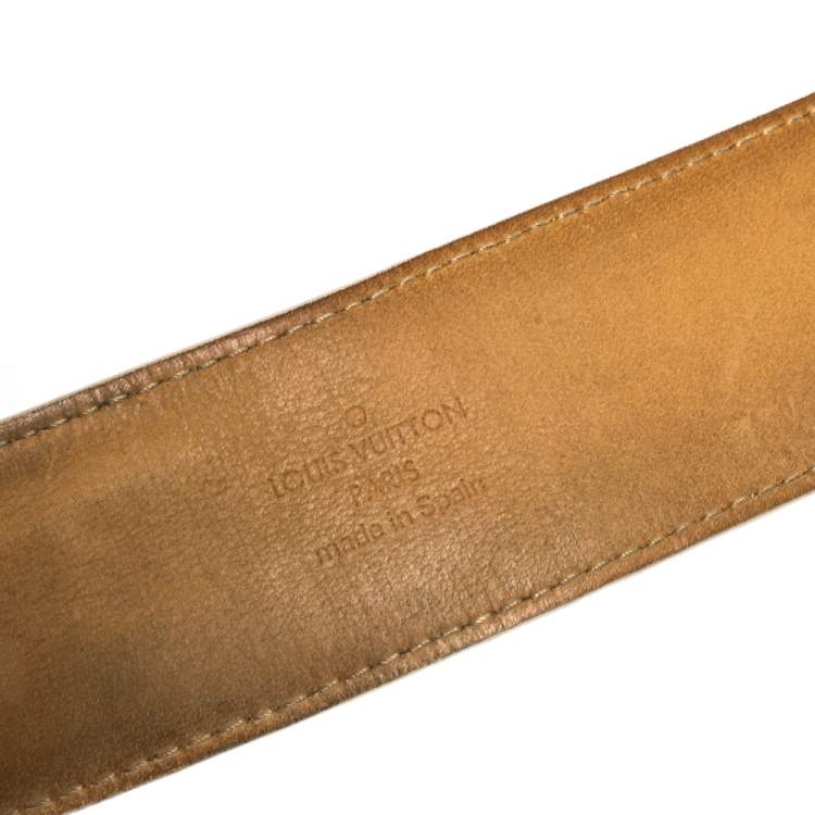 Pre Owned Louis Vuitton Damier Azur Canvas LV Initiales Belt 85CM