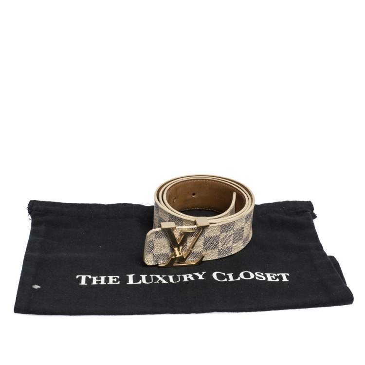 Pre Owned Louis Vuitton Damier Azur Canvas LV Initiales Belt 85CM