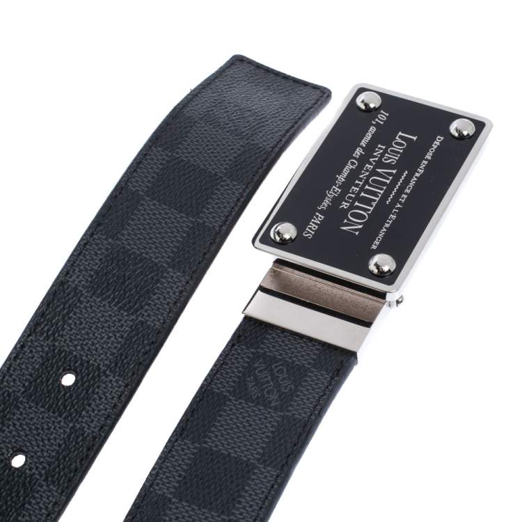 Pre Owned Louis Vuitton Damier Graphite Canvas Inventeur Reversible Belt 95CM