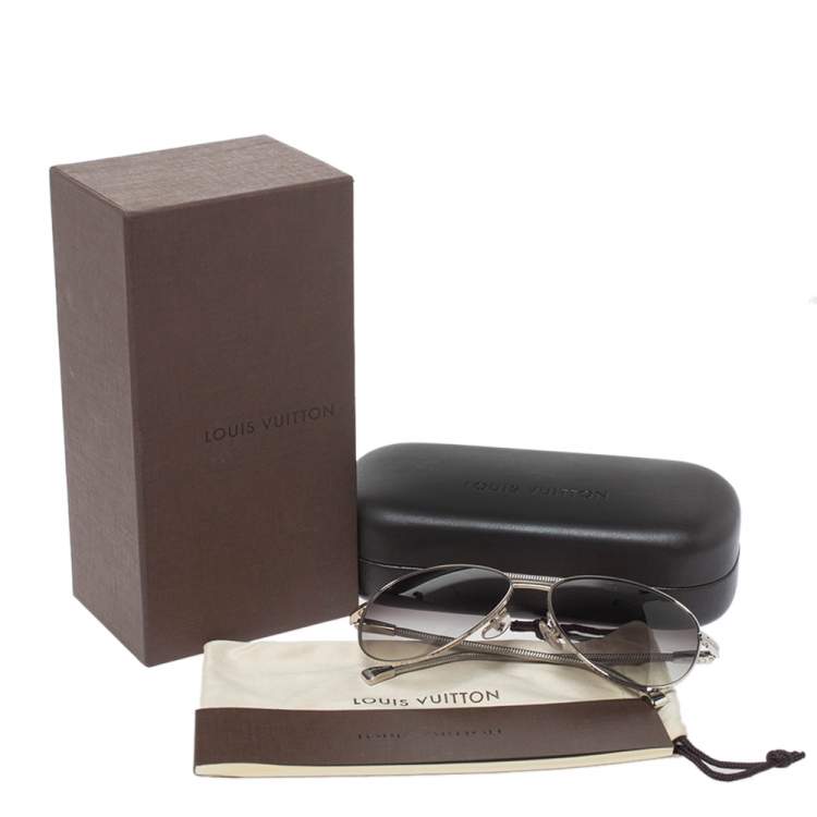 Pre Owned Louis Vuitton Grey Gradient Z0553U Conspiration Pilote Mesh Aviator Sunglasses