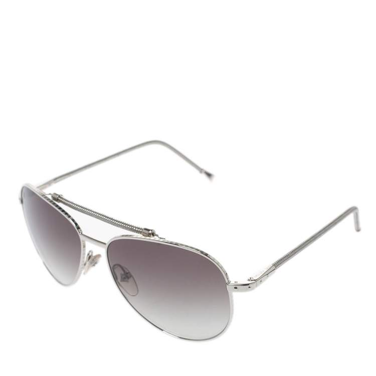 Pre Owned Louis Vuitton Grey Gradient Z0553U Conspiration Pilote Mesh Aviator Sunglasses