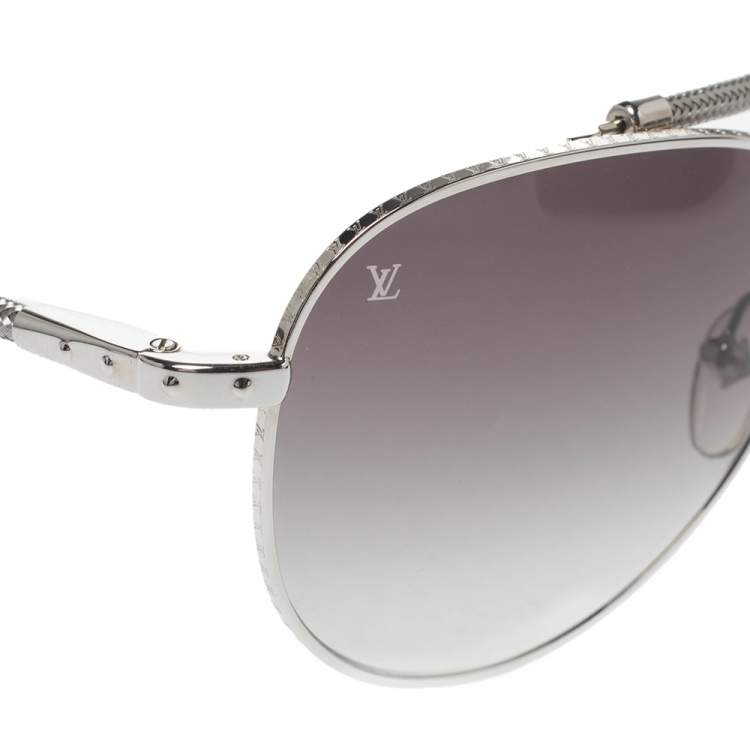 Pre Owned Louis Vuitton Grey Gradient Z0553U Conspiration Pilote Mesh Aviator Sunglasses
