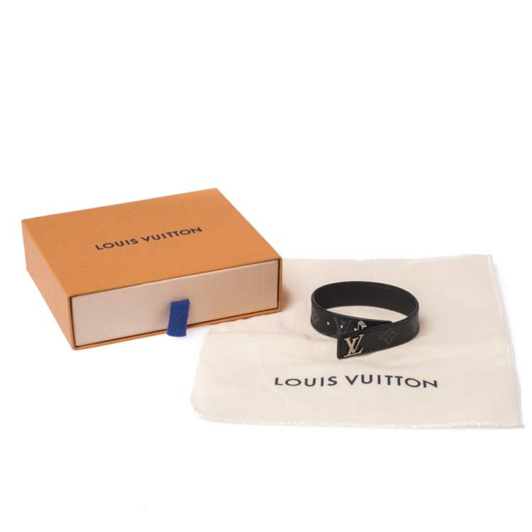 Pre Owned Louis Vuitton Eclipse Monogram Coated Canvas Slim Bracelet Size 21
