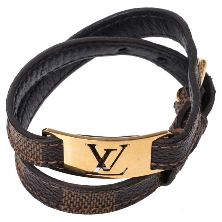 Pre Owned Louis Vuitton Damier Canvas Sign It Double Wrap Bracelet 19 CM