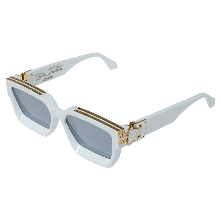 Louis Vuitton White Monogram Patterned / Silver Mirrored 1.1 Millionaire Sunglasses