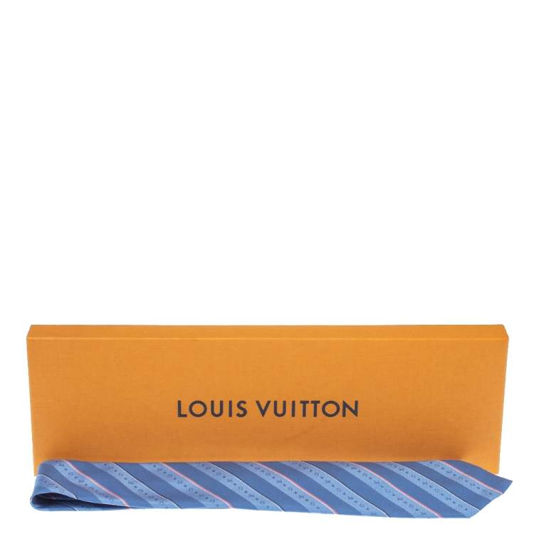 Pre Owned Louis Vuitton Blue Monogram Striped Silk Tie