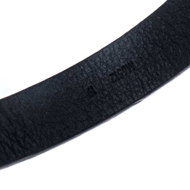 Pre Owned Louis Vuitton Black Leather Press It Bracelet 19 cm