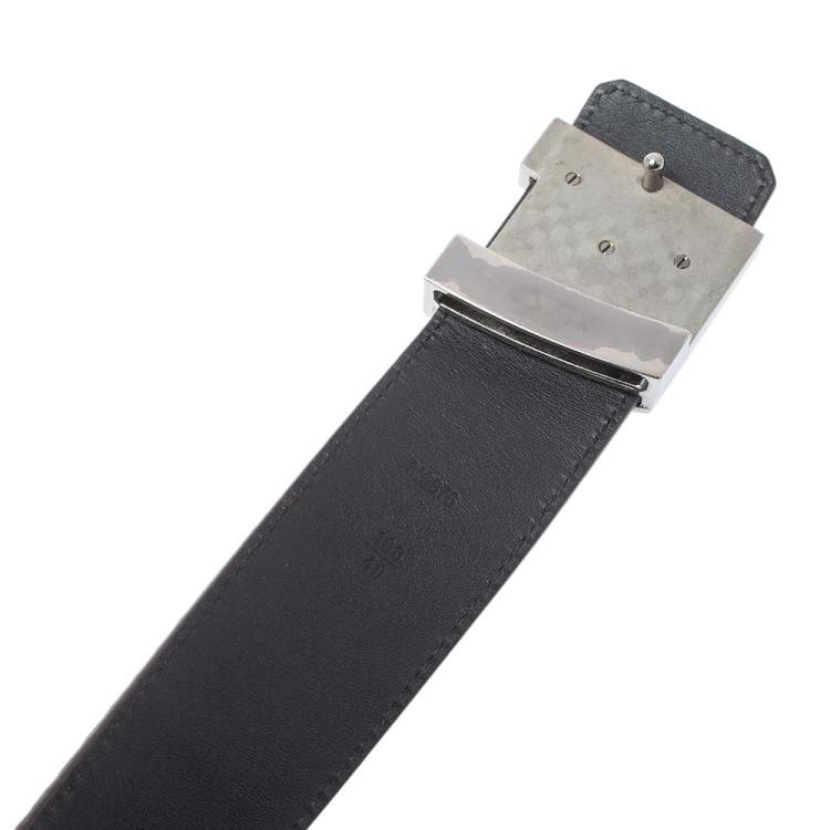 Pre Owned Louis Vuitton Mini Damier Ebene Suede LV Initiales Belt 100CM