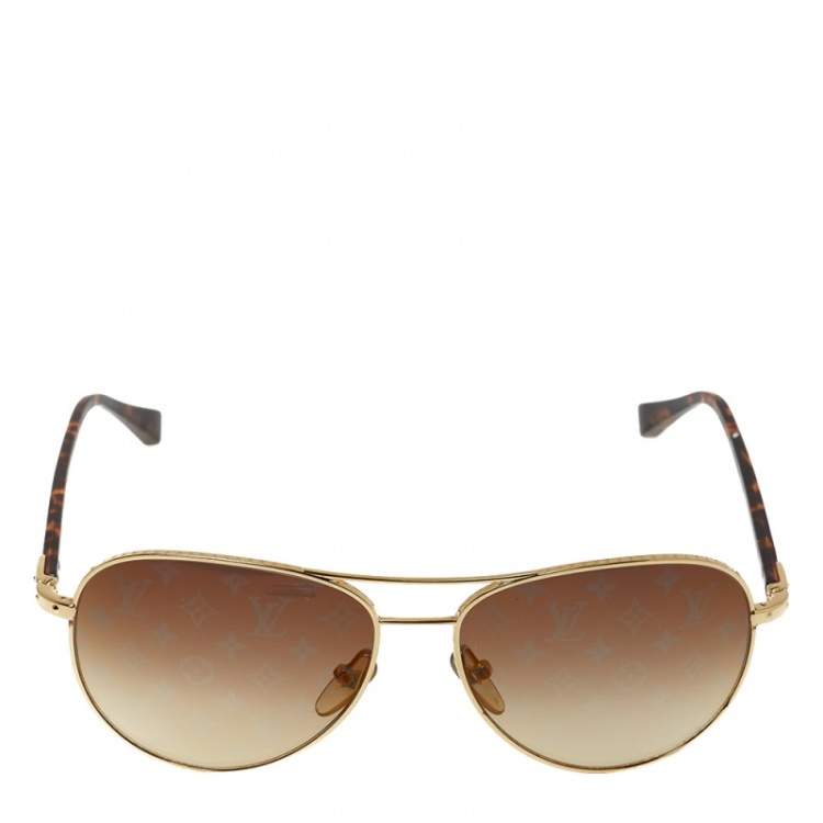 Louis Vuitton The LV Pilot Sunglasses Gradiant Brown Monogram Metal. Size U
