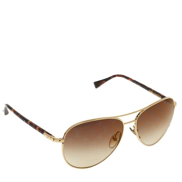 Louis Vuitton Brown/Gold Gradient Monogram Lenses Z0164U Aviator Sunglasses  Louis Vuitton | The Luxury Closet