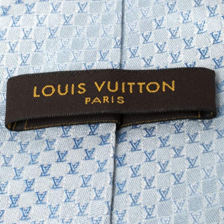 Pre Owned Louis Vuitton Blue Monogram Patterned Silk Tie 