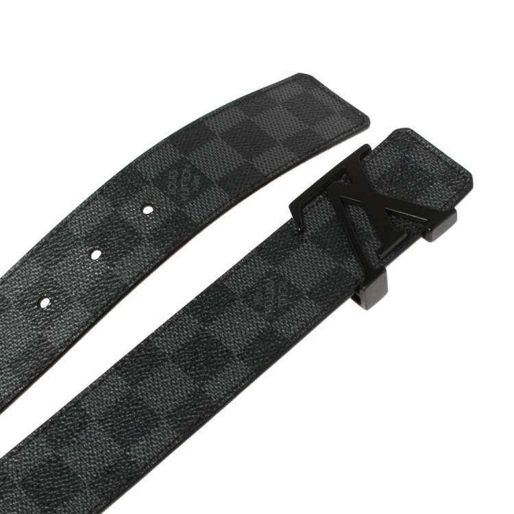 Pre Owned Louis Vuitton Damier Graphite Canvas LV Initiales Belt 100CM