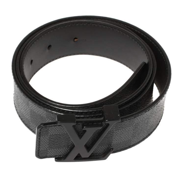 Pre Owned Louis Vuitton Damier Graphite Canvas LV Initiales Belt 100CM