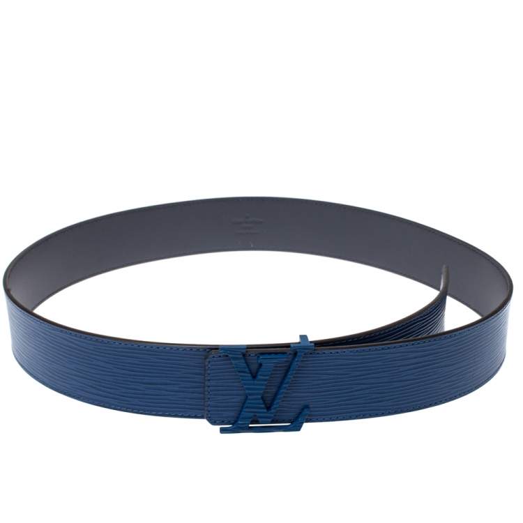 Pre Owned Louis Vuitton Blue Epi Leather LV Initiales Belt 90CM