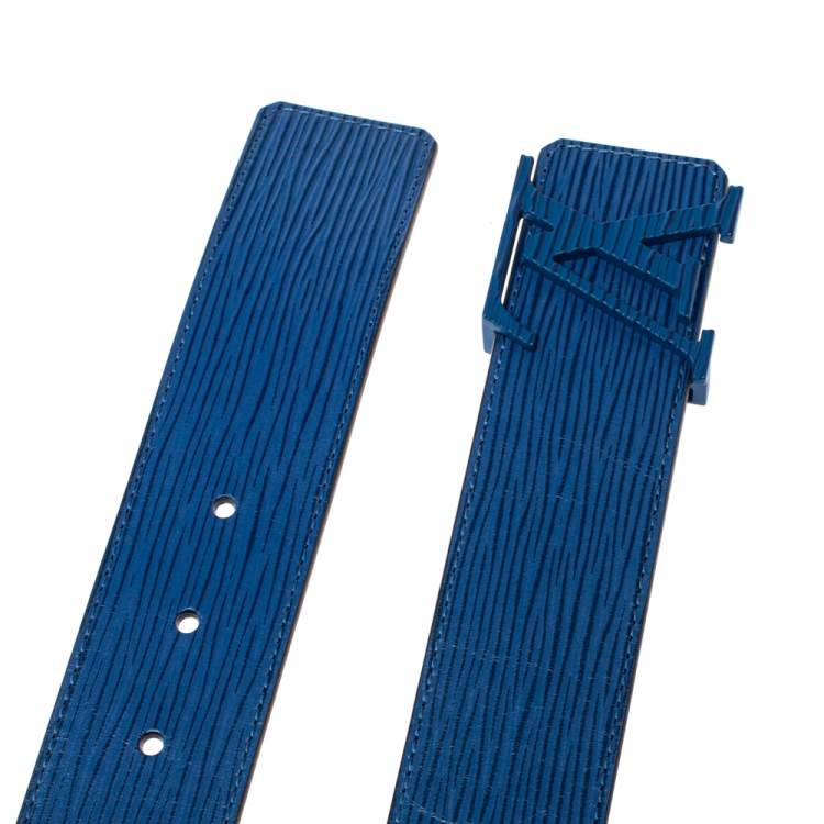 Pre Owned Louis Vuitton Blue Epi Leather LV Initiales Belt 90CM