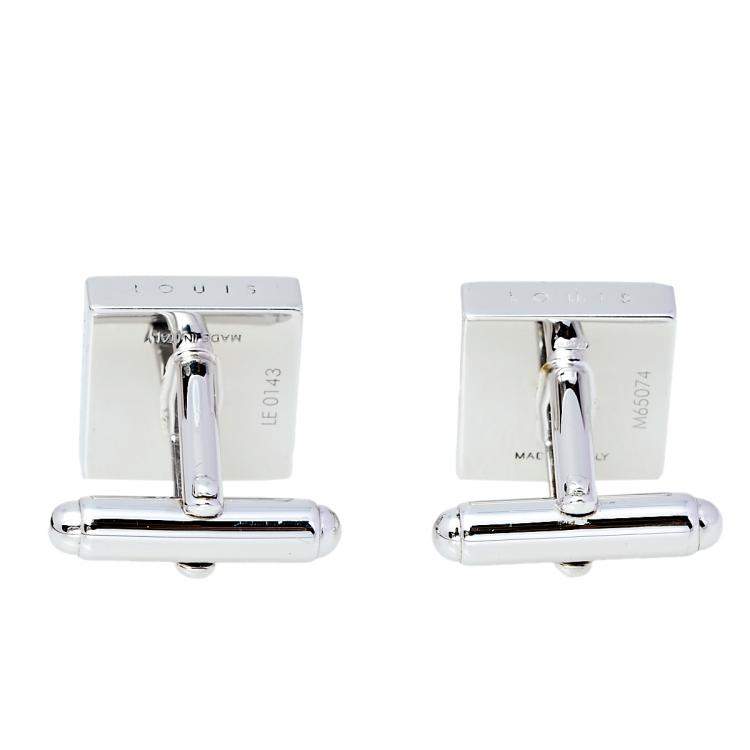 مملوكة مسبقًا Louis Vuitton Damier Sterling Silver Wooden Square Cufflinks