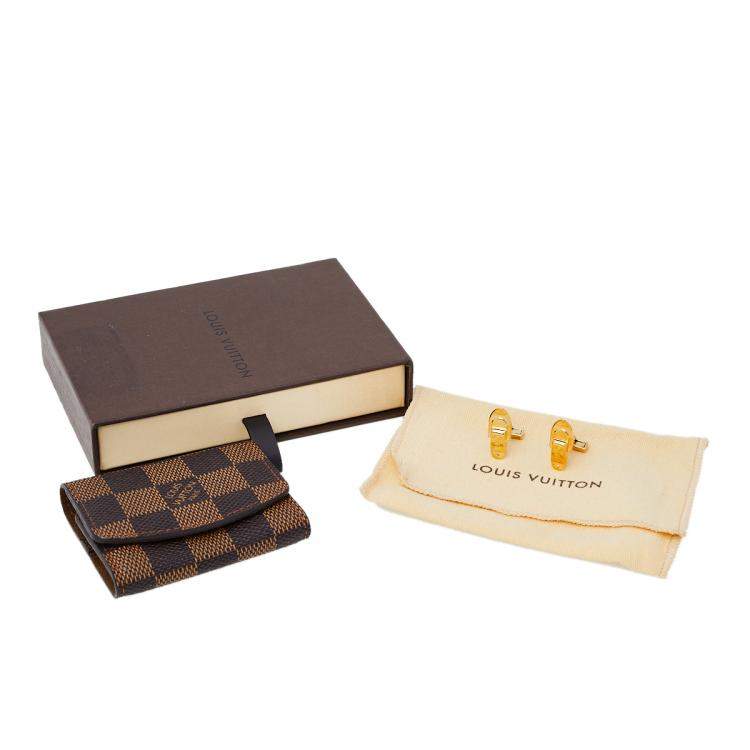 Pre Owned Louis Vuitton Gold Tone Silver Cufflinks