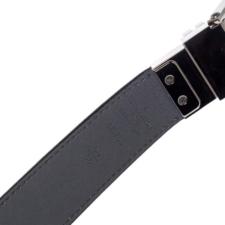 مملوكة مسبقًا Louis Vuitton Black/Grey Damier Embossed Leather Reversible Boston Belt 90CM