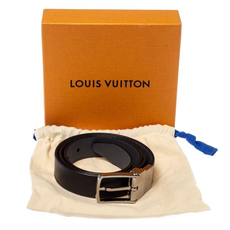 مملوكة مسبقًا Louis Vuitton Black/Grey Damier Embossed Leather Reversible Boston Belt 90CM