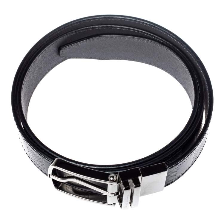 مملوكة مسبقًا Louis Vuitton Black/Grey Damier Embossed Leather Reversible Boston Belt 90CM