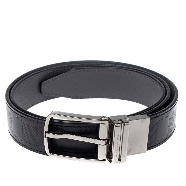 Louis Vuitton Black/Grey Damier Embossed Leather Reversible Boston Belt  90CM Louis Vuitton