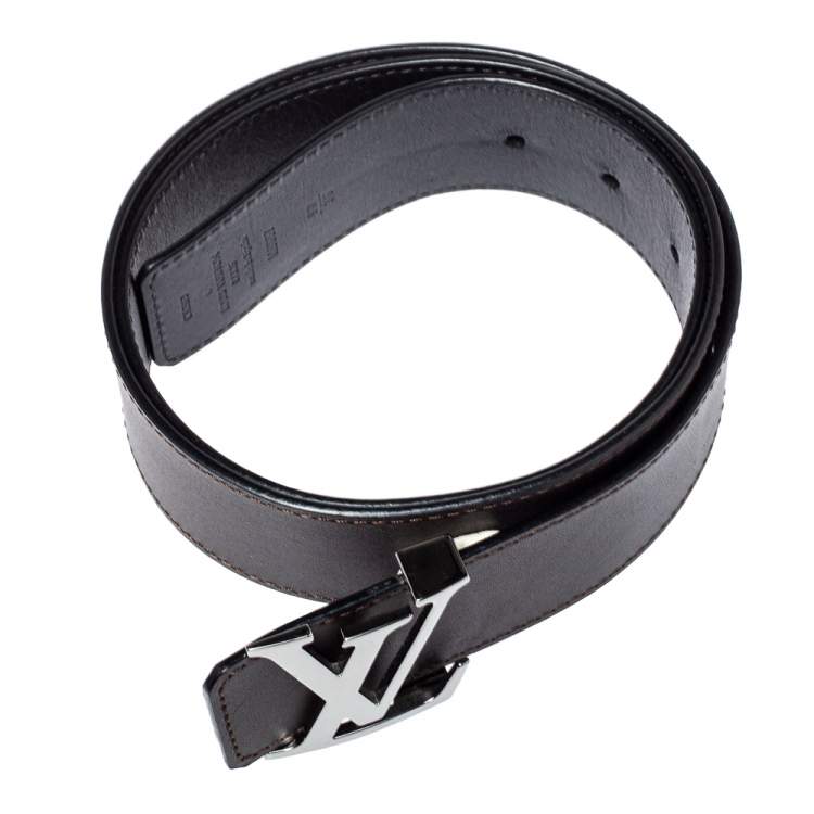 مملوكة مسبقًا Louis Vuitton Black/Dark Brown Leather Initiales Reversible Belt 90CM
