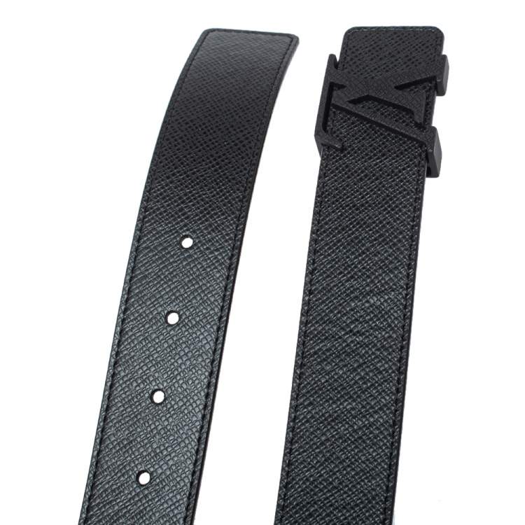 Pre Owned Louis Vuitton Black Taiga Leather Initiales Belt 110CM