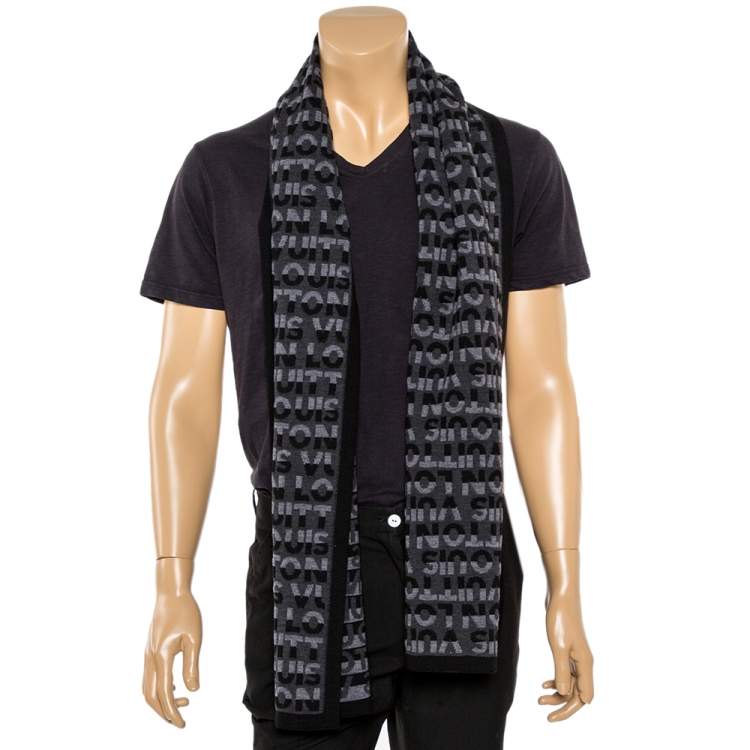 Louis Vuitton Men's Anthracite Wool LV Split Scarf