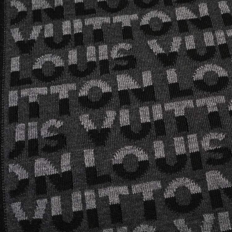 Pre Owned Louis Vuitton Anthracite Logo Monogram Split Scarf