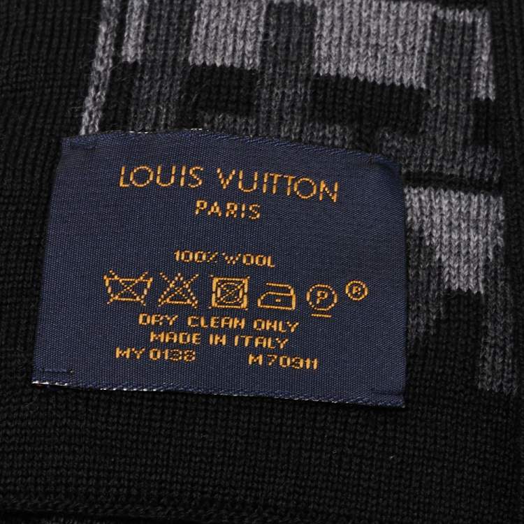 Pre Owned Louis Vuitton Anthracite Logo Monogram Split Scarf