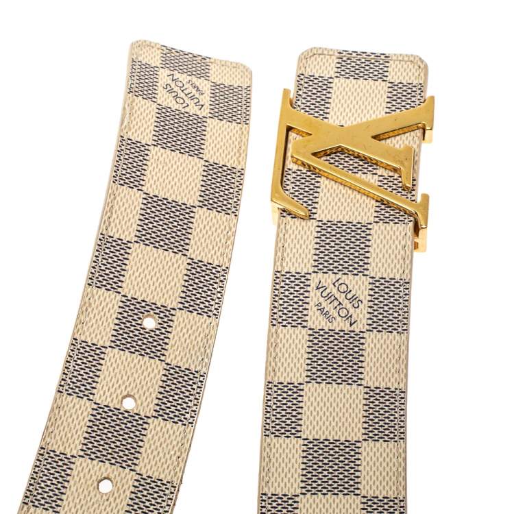 Pre Owned Louis Vuitton Damier Azur Canvas LV Initiales Belt 110CM
