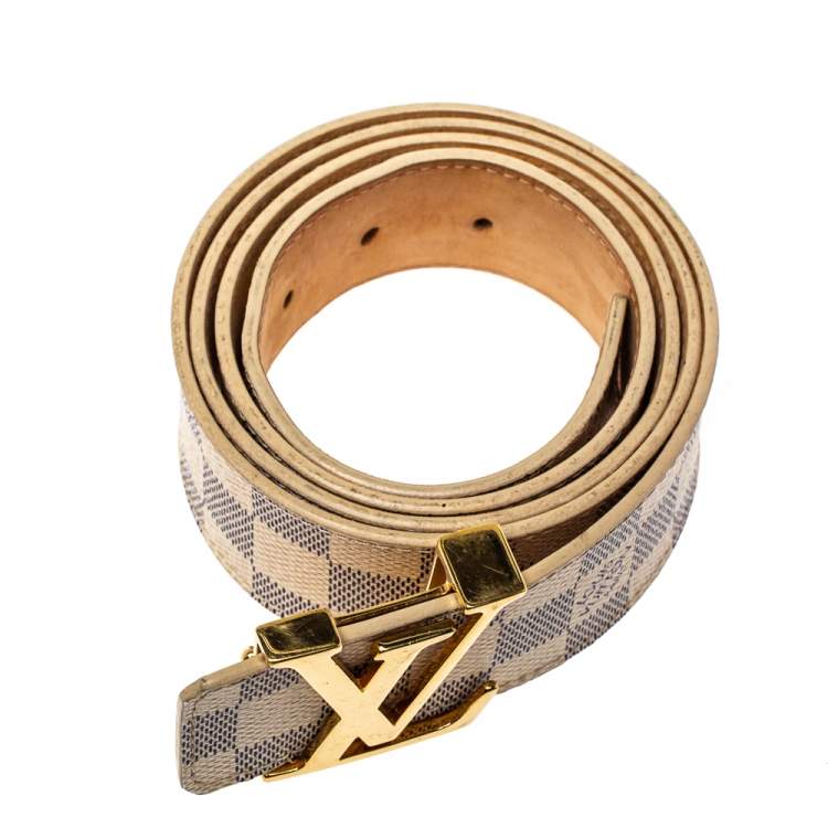Pre Owned Louis Vuitton Damier Azur Canvas LV Initiales Belt 110CM