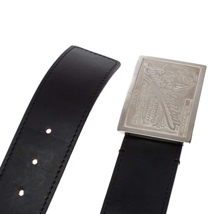 Pre Owned Louis Vuitton Black Leather Travelling Requisites Belt 110 CM