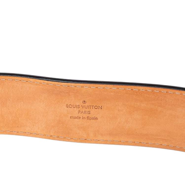 Pre Owned Louis Vuitton Black Leather Travelling Requisites Belt 110 CM