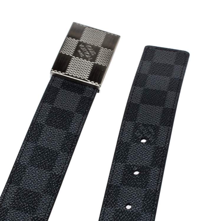Pre Owned Louis Vuitton Damier Graphite Canvas Damier Plate Reversible Belt 95CM