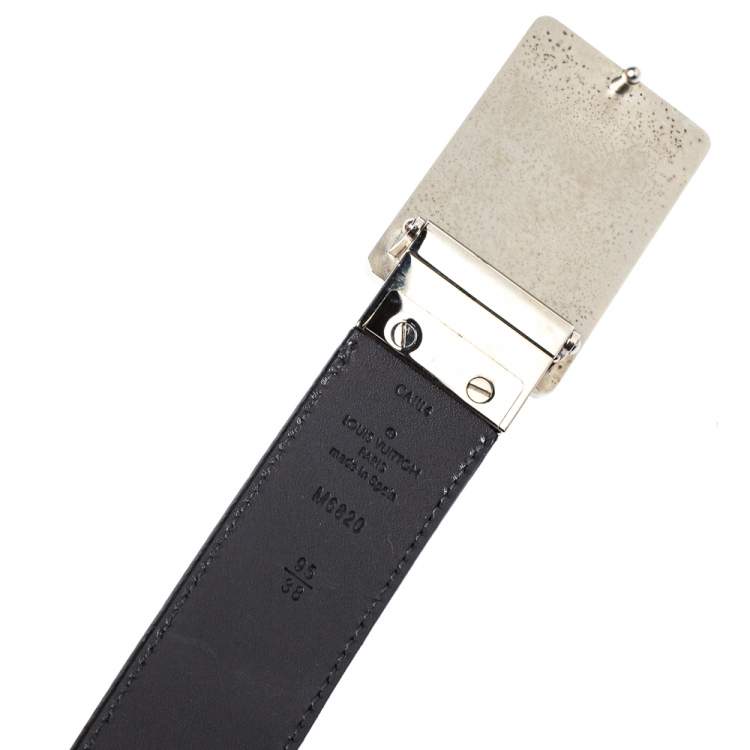 مملوكة مسبقًا Louis Vuitton Black Damier Embossed Leather Inventeur Belt 95CM