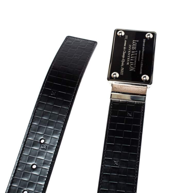 مملوكة مسبقًا Louis Vuitton Black Damier Embossed Leather Inventeur Belt 95CM