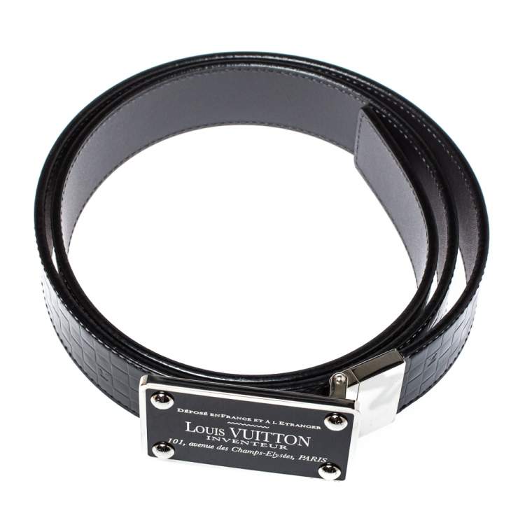مملوكة مسبقًا Louis Vuitton Black Damier Embossed Leather Inventeur Belt 95CM