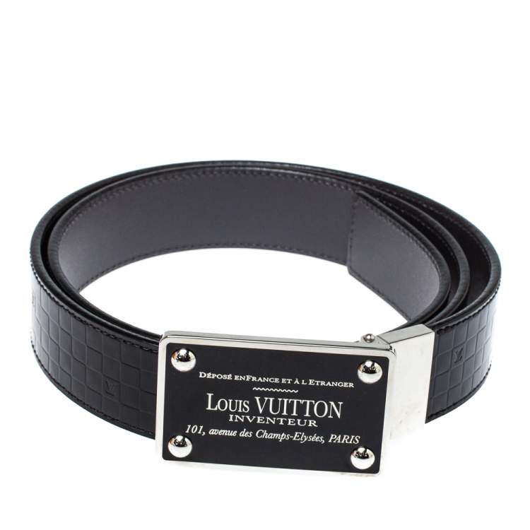 Louis Vuitton Black Damier Embossed Leather Inventeur Belt 95CM Louis  Vuitton